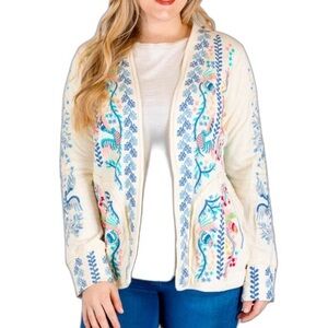 Johnny Was / Voletta Cardigan Jacket / Boho Embroidered Spring Cardigan